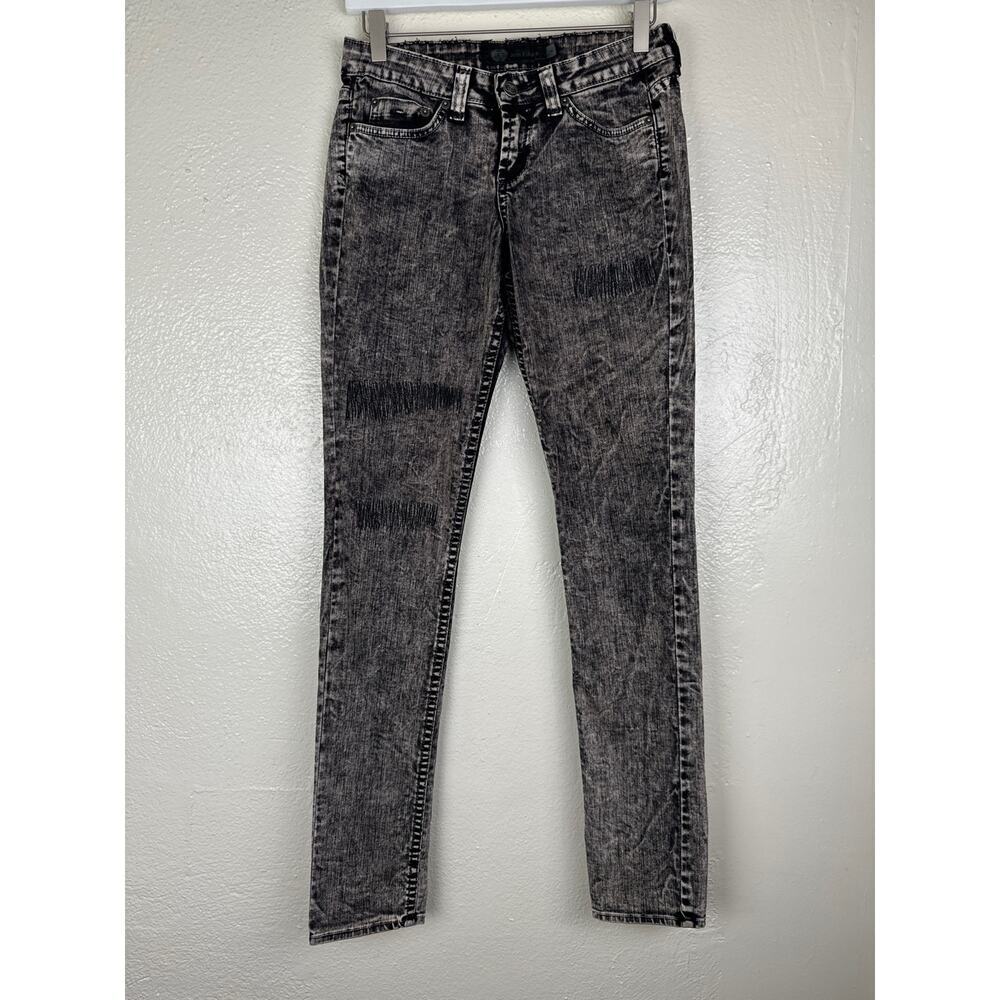 JOHN ESHAYA JET Acid Wash Lightning Bolt Jeans Black 4